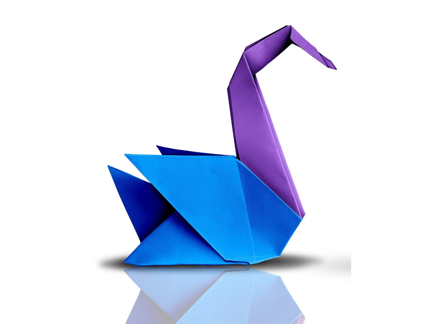 Blue and Purple Origami Swan