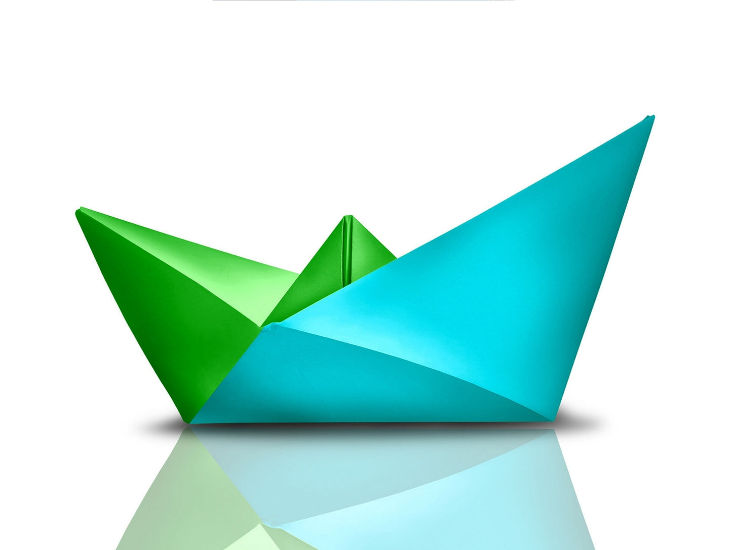 Green and Blue Origami Boat