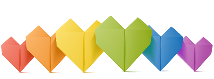 Colorful Origami Hearts